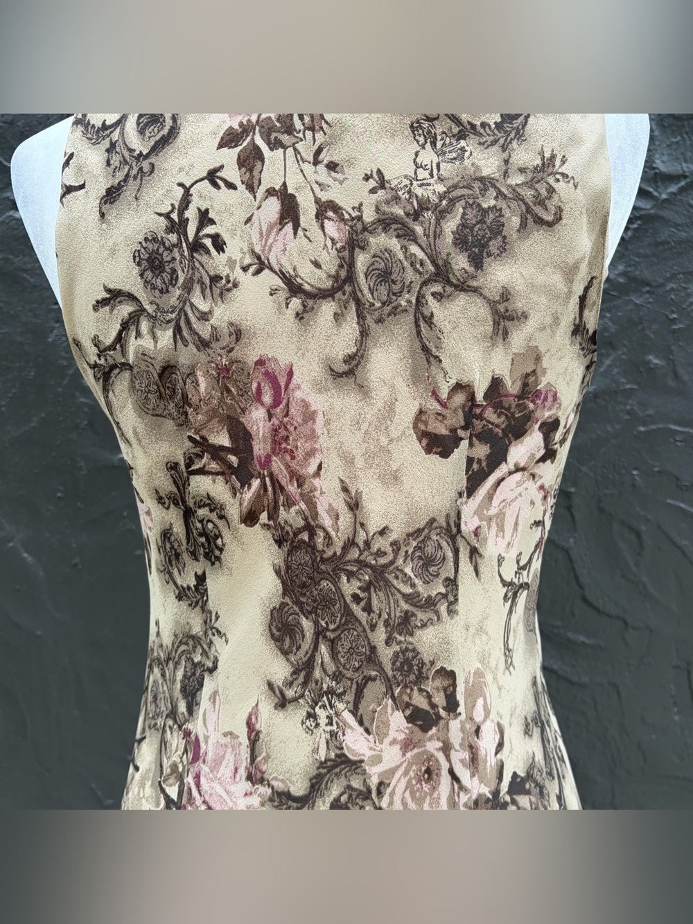 Vintage Silk Grunge Fairycore Ruffle Neckline Silk Bias Cut Midi Dress Medium - Picture 5 of 8